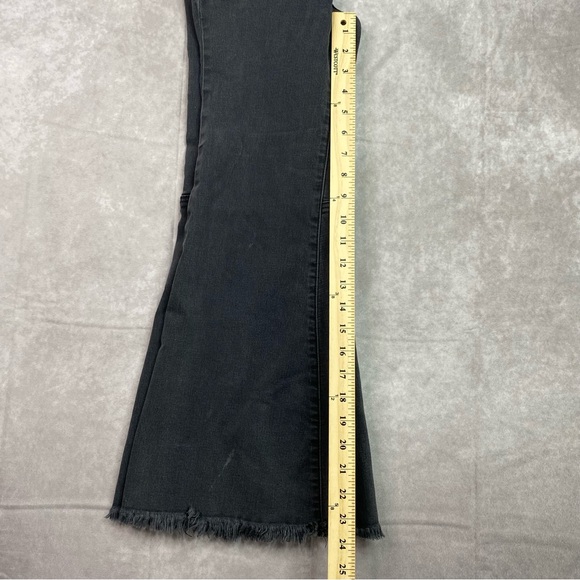 Free People Jeans 26 Black Youthquake Flare Bell Bottom High Crop Stretch Pant - Picture 16 of 16